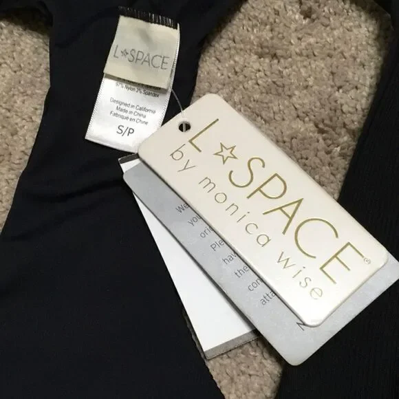 l*space black ribbed cut out bikini top. NWT